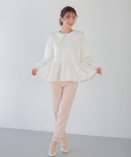 Fit more（フィットモア） トレーナー スウェット レース襟ペプラム