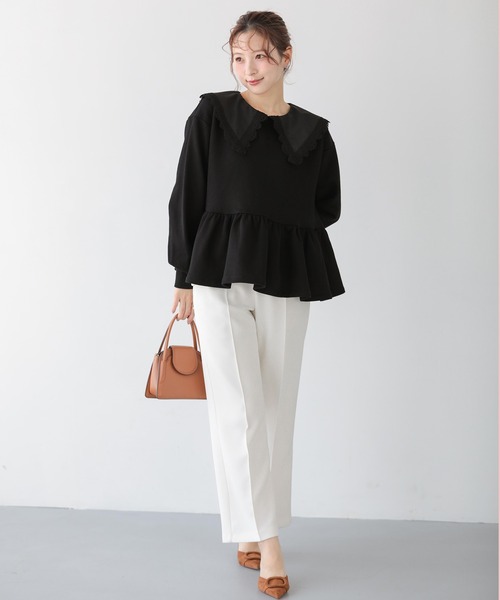 Fit more（フィットモア） トレーナー スウェット レース襟ペプラム