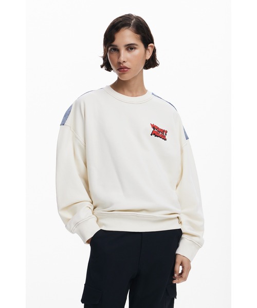 トレーナー スウェット ミッキー＆ミニー 切替スウェット デニム風 レディース Desigual｜ミッキー&ミニー 切替スウェット デニム風 | Rakuten