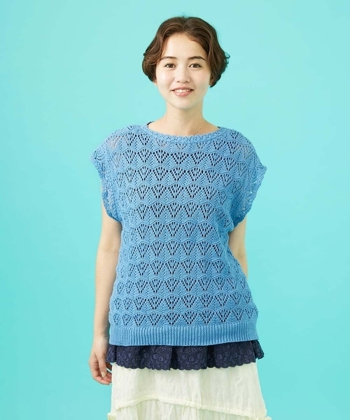 ベスト ジレ コットンリリヤーン ニットベスト レディース