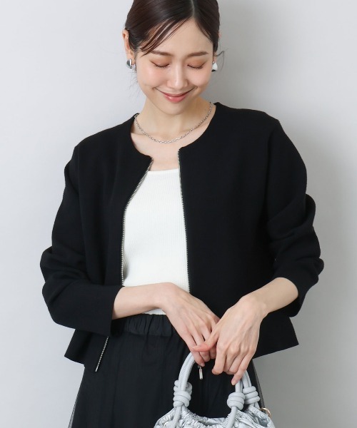 ◆雑誌掲載商品◆セール品◆春夏モデル◆ジップアップ ニットブルゾン SHIPS any カーディガン 「WEB限定」SHIPS any:「洗濯機可能