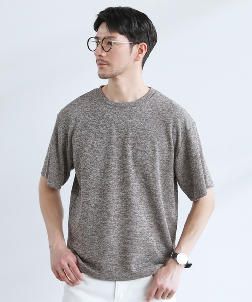 MOLTEMANI グレー クルーネックニットTシャツ 新品未使用　値下げ SPU tシャツ メランジパイルニット半袖クルーネックTシャツ