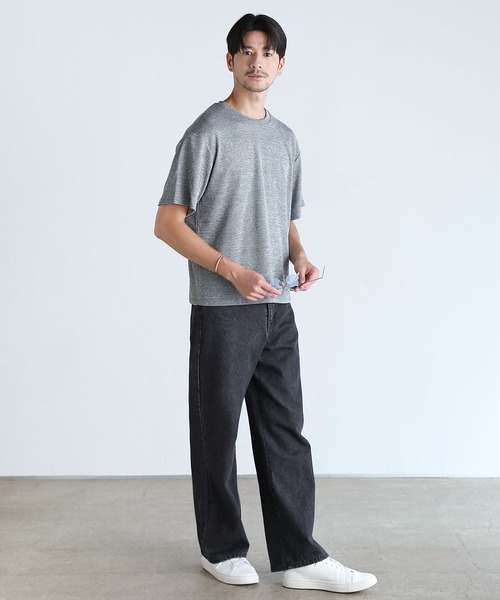SPU（スプ） tシャツ メランジパイルニット半袖クルーネックTシャツ