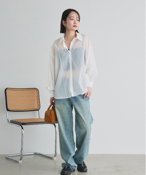 ad thie ブラウス シャツ シアーワッシャー オーバーサイズ