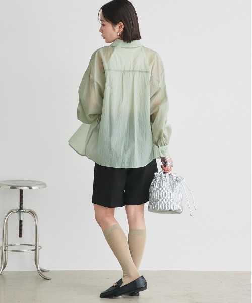 ブラウス シャツ シアー ワッシャー シャツ レディース FREAK'S STORE ブラウス シャツ シアーワッシャーシャツ/袖