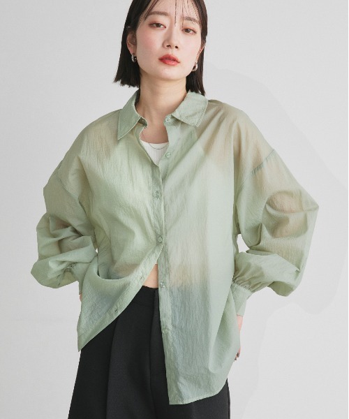 ブラウス シャツ シアー ワッシャー シャツ レディース FREAK'S STORE ブラウス シャツ シアーワッシャーシャツ/袖