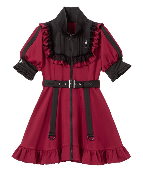 DearMyLove ワンピース 十字架刺繍フリルシスタージャージワンピース