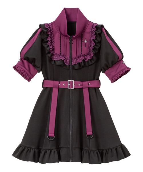 DearMyLove ワンピース 十字架刺繍フリルシスタージャージワンピース