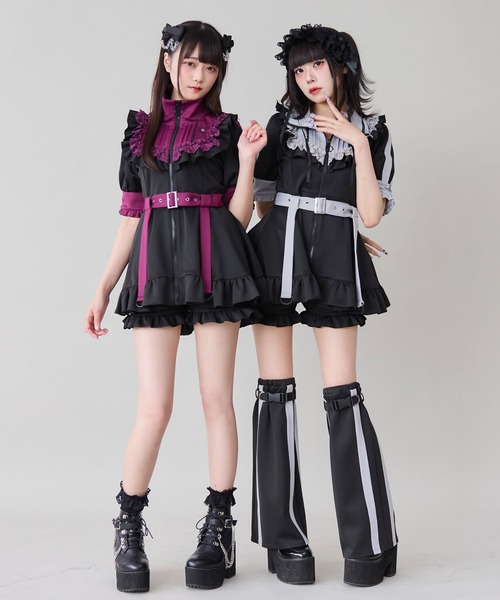 DearMyLove ワンピース 十字架刺繍フリルシスタージャージワンピース