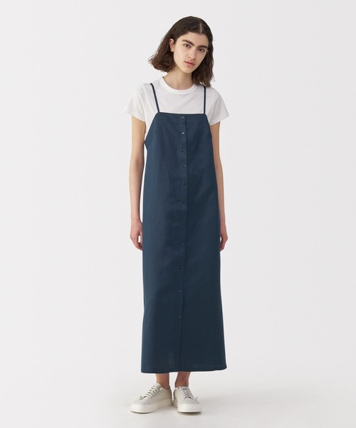 【新品•未使用】MUJI Labo リネンシルクワンピース　墨黒　Ｍサイズ 婦人 リネンシルクワンピース | 無印良品