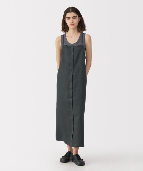 新品　MUJI Labo　現行品　リネンシルク　キャミワンピース　ネイビー　L MUJI Labo シャツワンピース 「MUJI Labo」婦人 リネンシルク