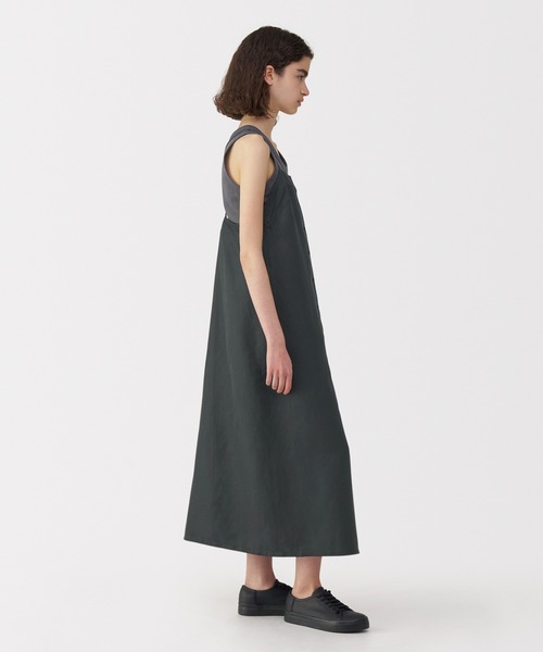 新品　MUJI Labo　現行品　リネンシルク　キャミワンピース　ネイビー　L MUJI Labo シャツワンピース 「MUJI Labo」婦人 リネンシルク