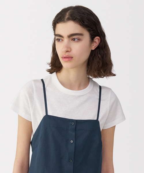 新品　MUJI Labo　現行品　リネンシルク　キャミワンピース　ネイビー　L MUJI Labo シャツワンピース 「MUJI Labo」婦人 リネンシルク
