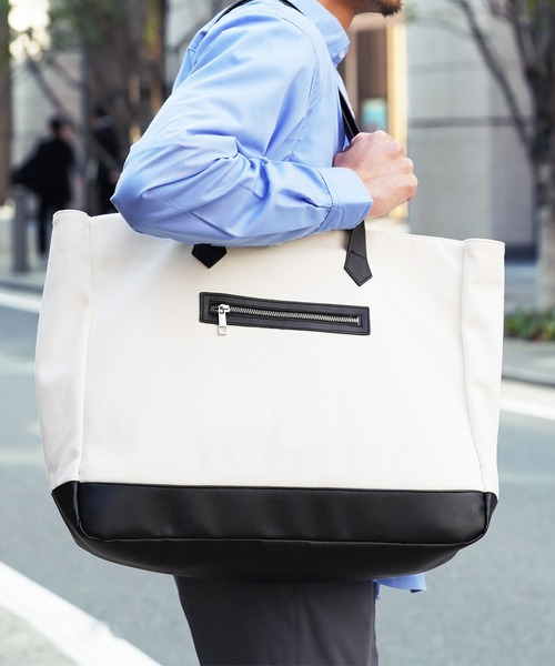 JIGGYS SHOP トートバッグ キャンバスxPUレザー メンズ