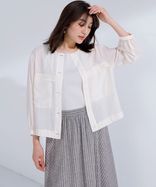 ★23区　★新品　【洗える】リネンコットンストライプ ギャザー スカート 23区 スカート 「洗える」リネンコットンストライプ ギャザー