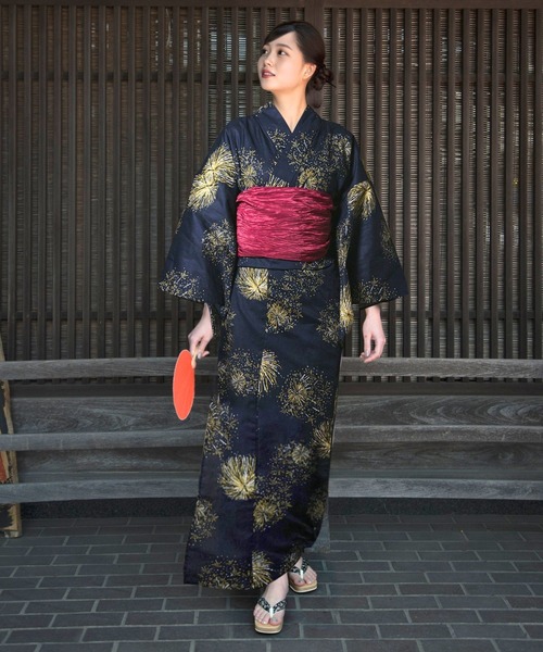 CELEN 浴衣 「下駄付き/兵児帯ゆかた5点セット」浴衣・兵児帯・腰紐2本