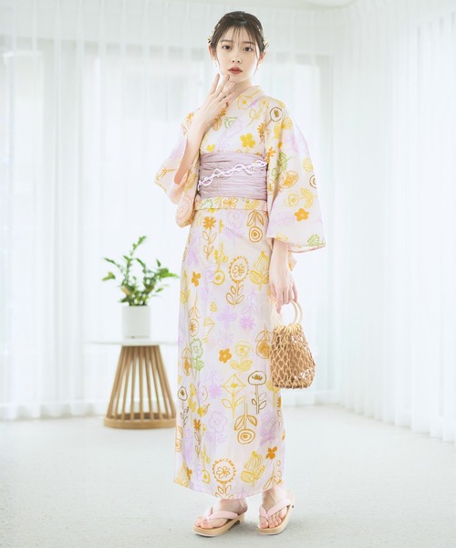 浴衣 下駄付き浴衣5点セット 浴衣・兵児帯・下駄・腰紐2本「2025新作
