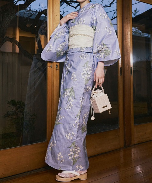 浴衣 下駄付き浴衣5点セット 浴衣・兵児帯・下駄・腰紐2本「2025新作