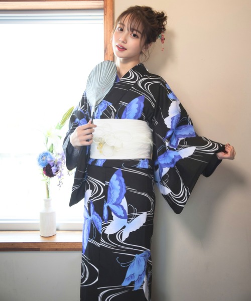 CELEN 浴衣 「下駄付き/兵児帯ゆかた5点セット」浴衣・兵児帯・腰紐2本