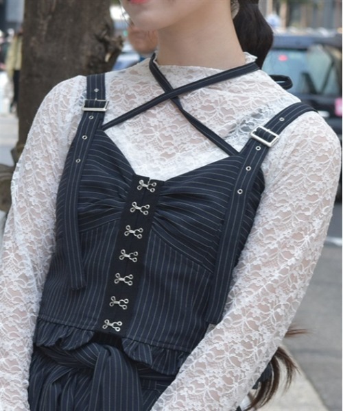ビスチェ風ベルト axes femme ベスト ジレ コルセット風デザインビスチェ