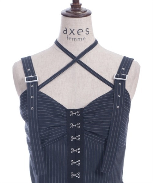 axes femme - アクシーズファム⭐︎ベルト付コルセットビスチェ&amp;グレンチェックワイドPT ベルトデザインジップビスチェ[品番：IGAW0005598]｜axes femme