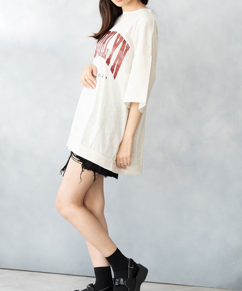 NinaetLina tシャツ BROOKLYNプリントオーバーTシャツ