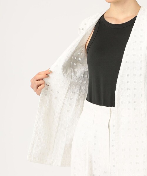 Ballsey ジャケット ノーカラージャケット コットンエンブロイダリー V