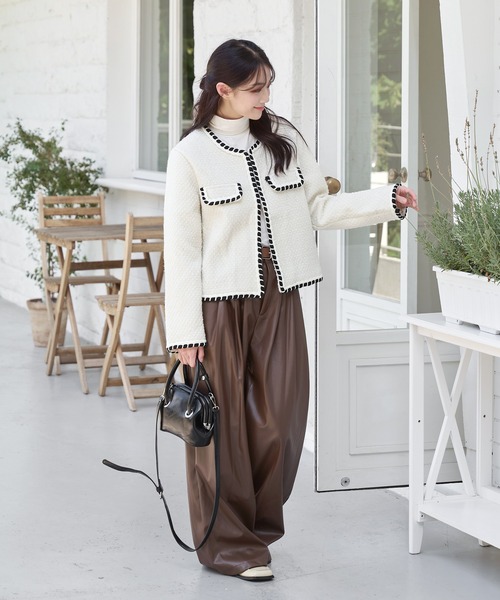 「UNE MANSION」 ツイードジャケット FREE アイボリー レディース_画像2