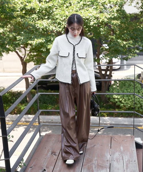 「UNE MANSION」 ツイードジャケット FREE アイボリー レディース_画像4