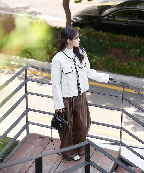 「UNE MANSION」 ツイードジャケット FREE アイボリー レディース_画像5