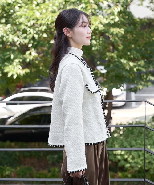 「UNE MANSION」 ツイードジャケット FREE アイボリー レディース_画像6