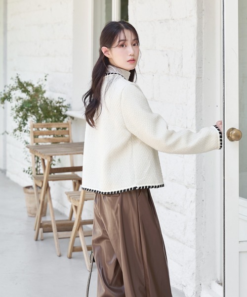 「UNE MANSION」 ツイードジャケット FREE アイボリー レディース_画像7