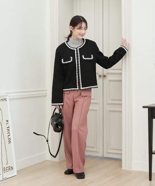 「UNE MANSION」 ツイードジャケット FREE アイボリー レディース_画像9