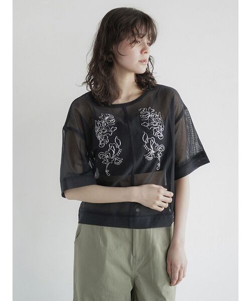 ブラウス シャツ Zari embroidered mesh sheer blouse レディース FIKA. ブラウス シャツ Zari embroidered mesh sheer blouse