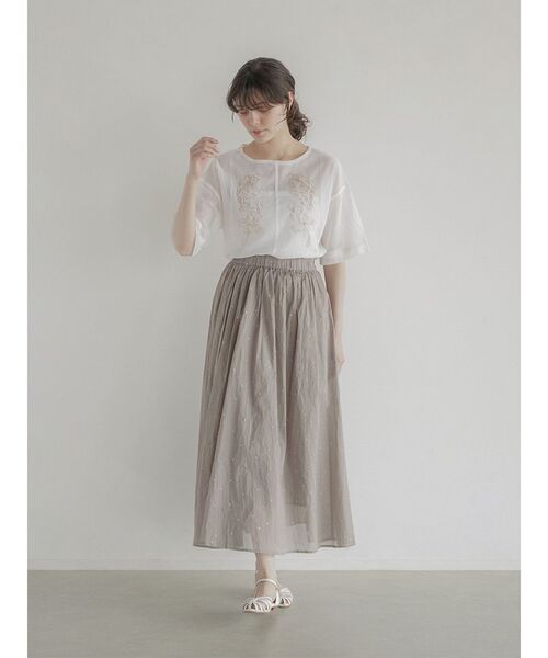 FIKA.（フィーカ） ブラウス シャツ Zari embroidered mesh sheer 