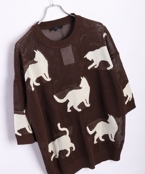 WESTSEA（ウエストシー） セーター ニット 猫柄 サマークルーニット