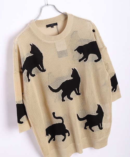 WESTSEA（ウエストシー） セーター ニット 猫柄 サマークルーニット