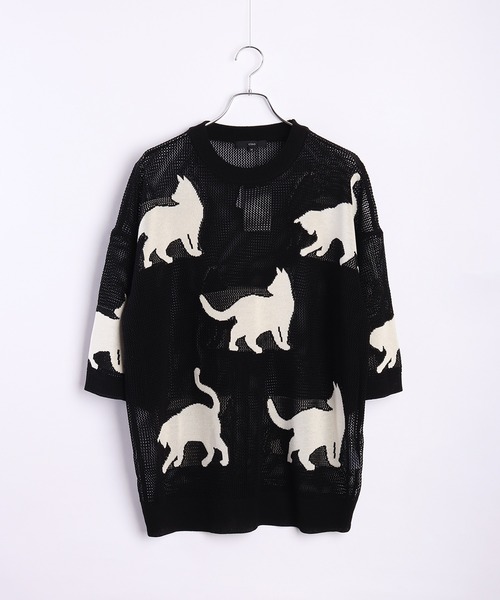 WESTSEA（ウエストシー） セーター ニット 猫柄 サマークルーニット