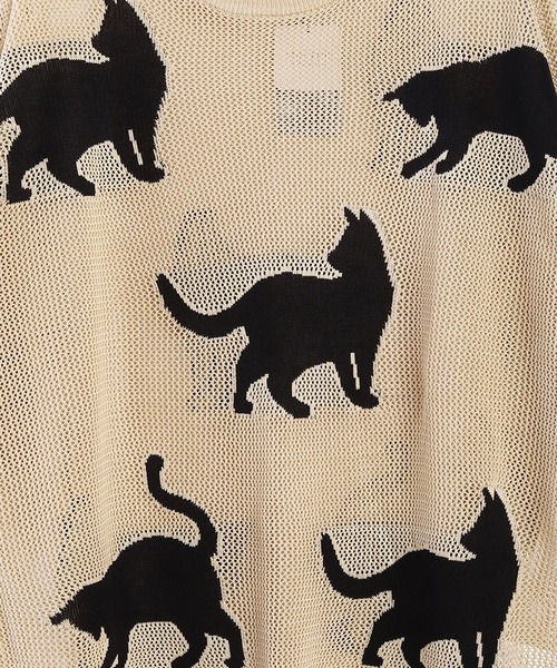ETRO マルチカラーニットセーター M猫模様 WESTSEA（ウエストシー） サマーニット セーター ニット 猫柄 サマー