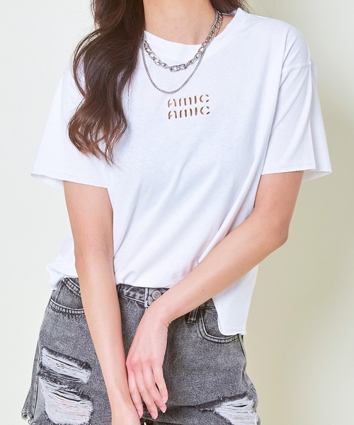 tシャツ 半袖 「ちびロゴ×くりぬき」レディース 半袖Tシャツ