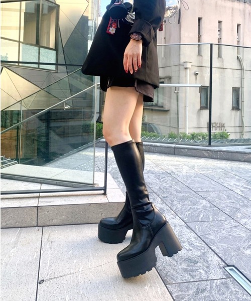 MAA　ほぼ新品R&E ロングブーツブラック R＆E（アールアンドイー） ロングブーツ L ブラック レディース