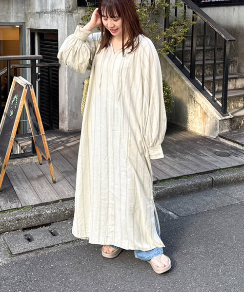 ☆natural by clipブラックリネンボリュームスリーブワンピース美品☆ セール】《natural by clip》リネンシンプルワンピース