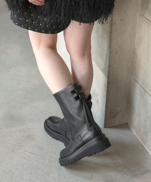 ドノバン（DONOBAN）/【Donoban】バックリボンミドルブーツ DONOBAN（ドノバン） ブーツ バックリボンミドルブーツ レディース