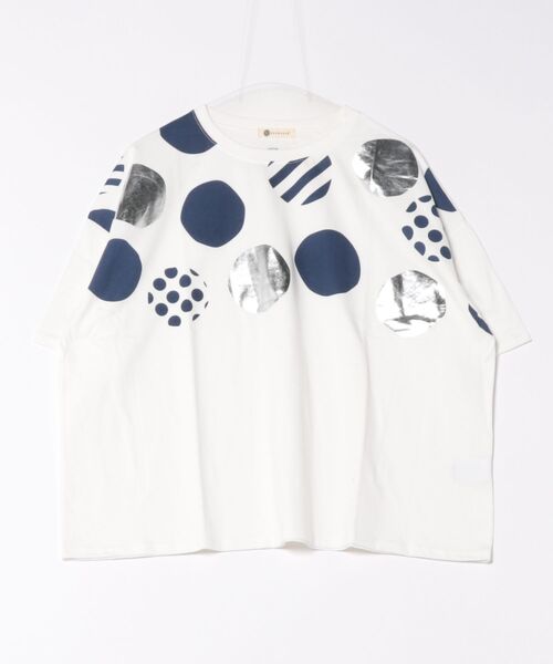 tシャツ (BD)「BARNDOOR」箔プリント ドット ドルマンスリーブ Tシャツ レディース