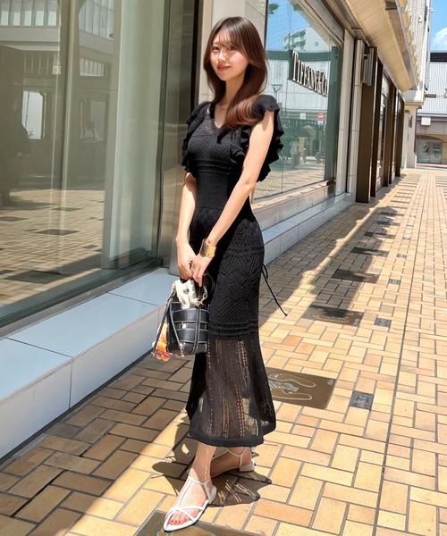 CHARME BY MICOLA ワンピース 「インナーキャミ付」涼しげな、かぎ編み