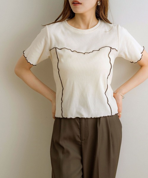 tシャツ 「NOAHL」メローライン配色Tシャツ レディース