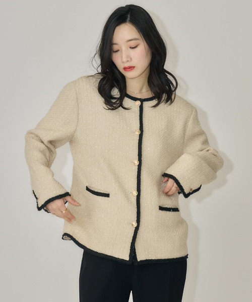 タグ付き✨マリナリナルディ ツイードジャケット テーラード 19号 大きいサイズ MARINA RINALDI（マリナ リナルディ） 美品/マリナリナルディ