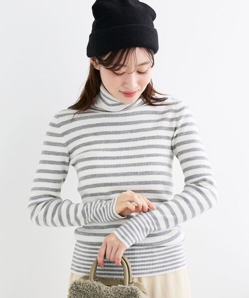 最終値下 ルネ R刺繍 タートルネック ニット 36 オフホワイト le.coeur blanc（ルクールブラン） ニット セーター リブ