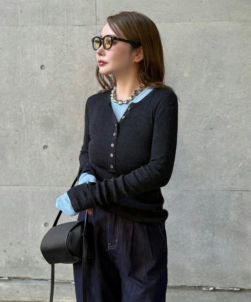 ニット セーター henry neck lib knit /ヘンリーネックリブ長袖ニット