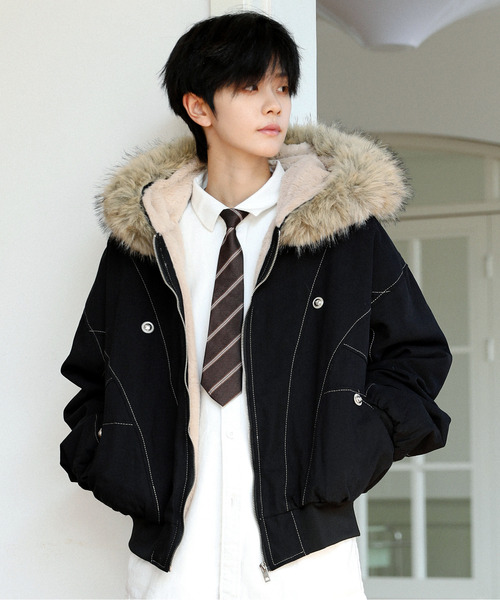 NEOS（KOKUYO） ブルゾン アウター 「neos」ルーズシルエット 襟ファー